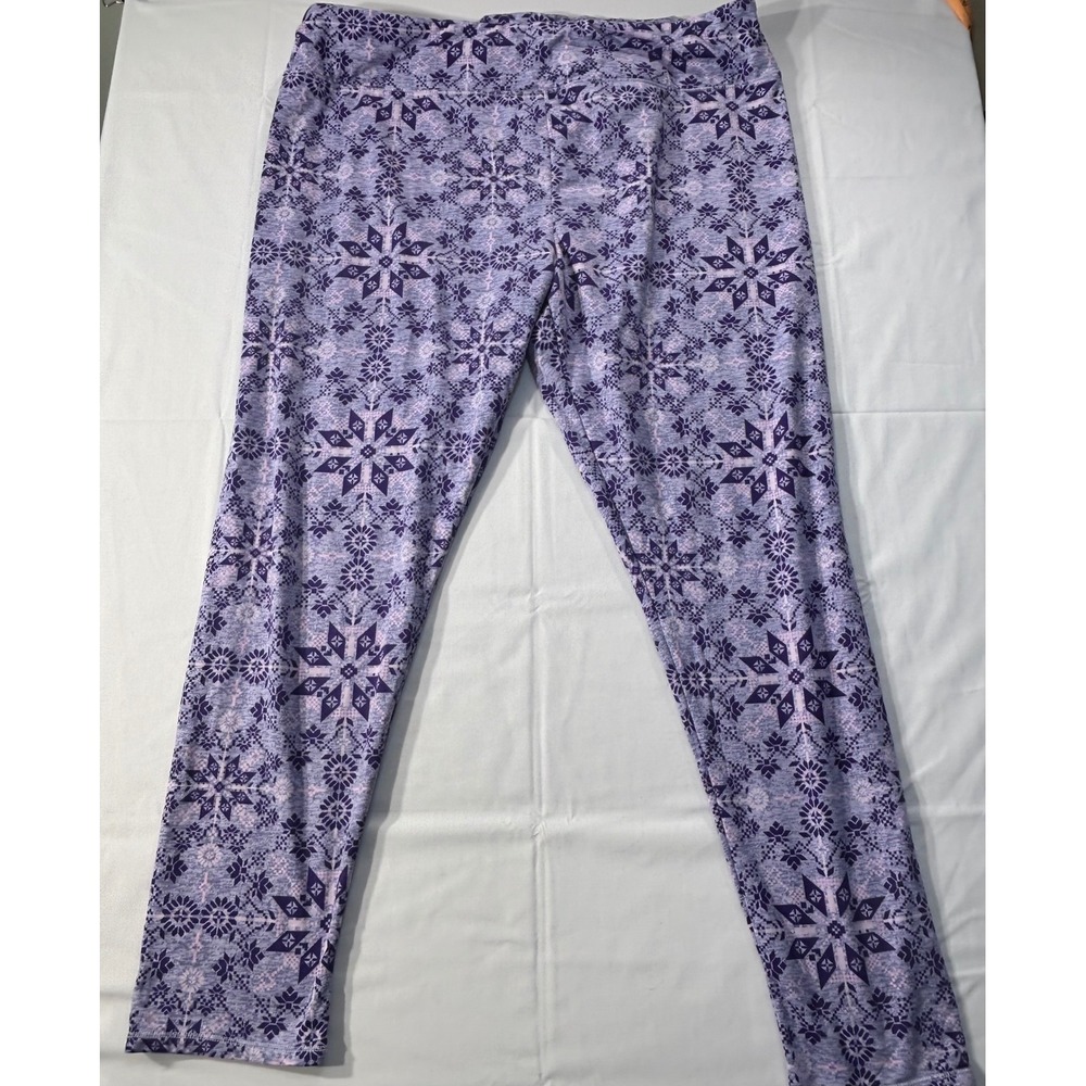 ClimateRight by Cuddl Duds Purple Snowflake Fair Isle Leggings XXL CD8827337